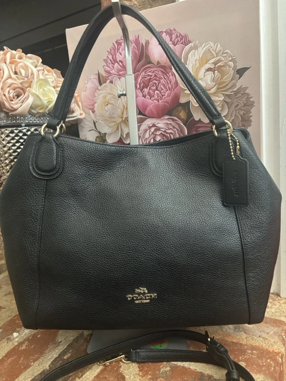 Coach Black Pebbled Leather Hobo Bag with Gold Hardware - Picture 2 of 7